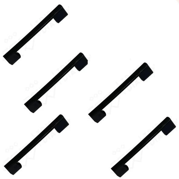 Lüx Çekmece Kulpları Dolap Mobilya Kulp Düz Siyah 96-128 mm Metal Kulp 5 Adet - 1