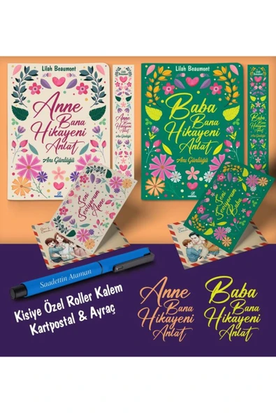 nesnel yayınlar Kişiye Özel Anne ve Baba Bana Hikayeni Anlat Ayraç Kartpostal Kalem - Mavi ürün görseli 1