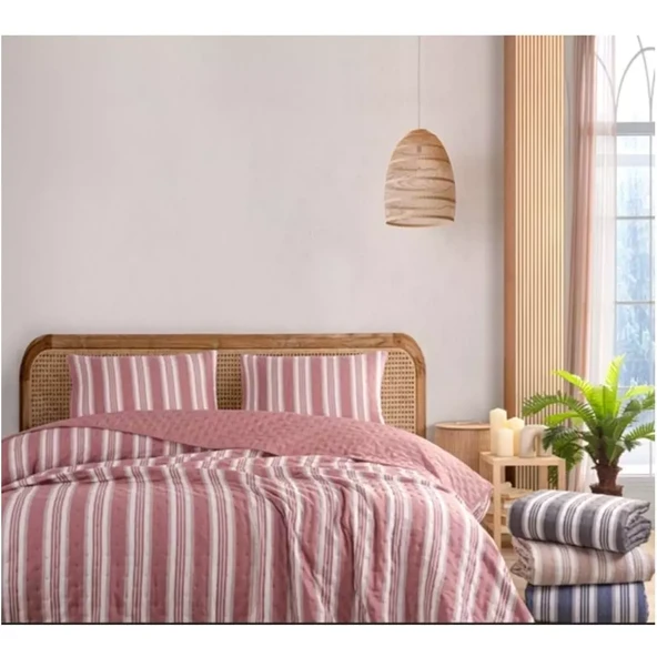 Colors & Colors Tuana Pudra Pamuk Keten Çift Kişilik Yatak Örtüsü Seti (220x240) - 2