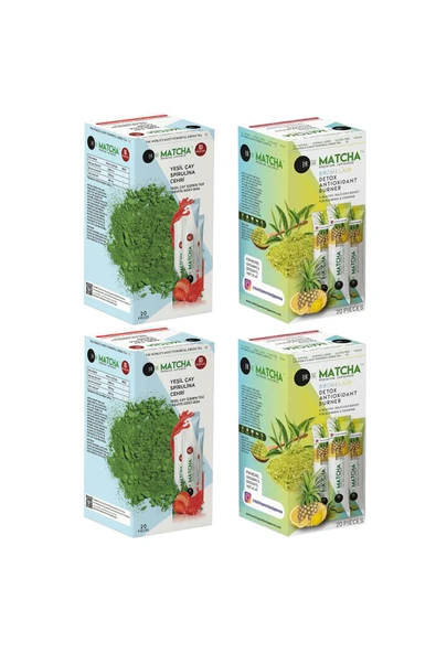 Bilge İlaç Çilek ve Ananas Aromalı Detox Matcha Çayı (2'er Kutu Toplam 4 Kutu=80 Şase(Poşet))