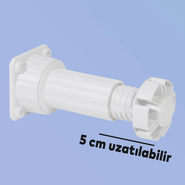 Ayarlanabilir 10 cm Ayak Set 10 ADET Dolap Mobilya Tezgah Puf Yükseltici Yükseltme Ayağı Ayakları - Resim 6