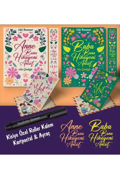 nesnel yayınlar Kişiye Özel Anne ve Baba Bana Hikayeni Anlat Ayraç Kartpostal Kalem - Siyah ürün görseli 1