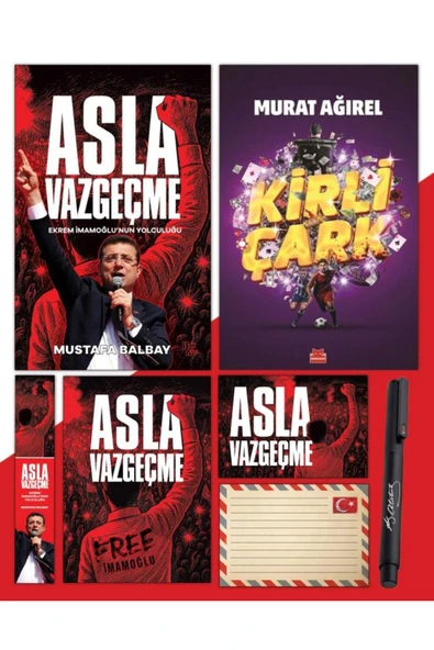 Halk Kitabevi Asla Vazgeçme - Ayraç - Kartpostal - Poster - Kirli Çark - Atatürk İmza Baskılı Kalem ürün görseli 1