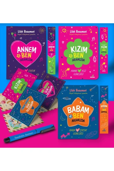 nesnel yayınlar Anne - Baba - Kız Aramızda Ayraç Kartpostal Kişiye Özel Kalem - Mavi ürün görseli 1