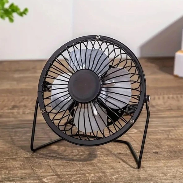 Masaüstü Metal Siyah Usb Fan Masa Üstü Vantilatör Serinletici Mini Vantilatör Fan Mini Klima 14cm - 6