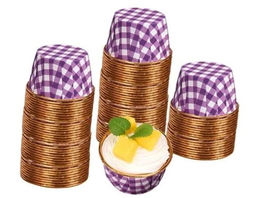 Cupcake/Muffin /Suffle Kek Kapsülü Mor Desenli 50 Li - Resim 2