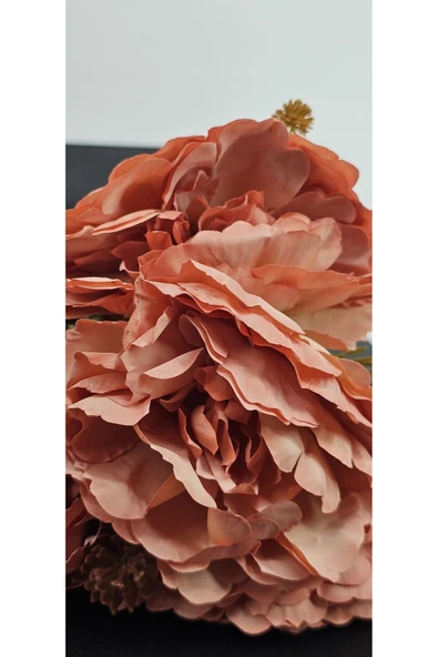 Koca Kafalı Lotus Çiçeği Şeftali Tonlu Turuncu 42 Cm Ev Dekor - Resim 3