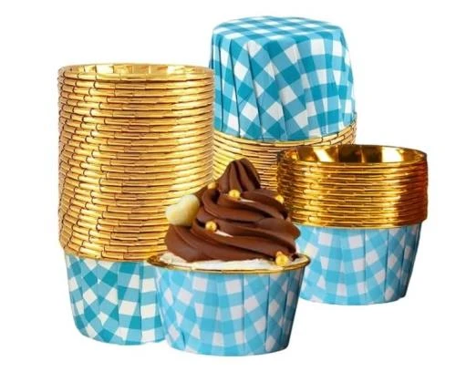 Cupcake/Muffin /Suffle Kek Kapsülü Mavi Desenli 50 Li ürün görseli