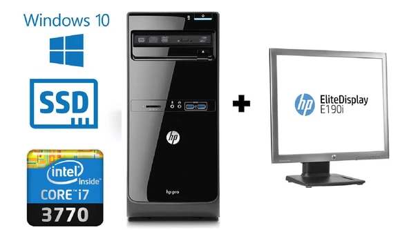 HP PRO 3500 MT Intel Core i7-3770 8 GB Ram 256 SSD +HP Monitör 19" - Outlet