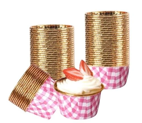 Cupcake/Muffin /Suffle Kek Kapsülü Pembe Desenli 50 Li ürün görseli