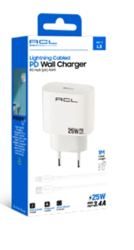 ACL L3 PD 3.4A 25 Watt 1xUSB-C 1mt Lightning Kablo Seyahat Şarj ürün görseli 1