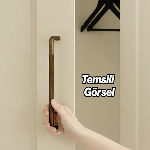 Tırtıklı Bronz Metal Kulp 320 mm 32 cm Mobilya Çekmece Dolap Dolabı Modern Kapak Kulpları - Resim 3