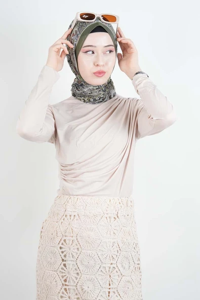 Bayan Kısa Bluz Sandy Bluz Krem - 2