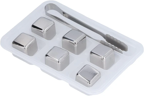 6'lı Çelik Metal Kaplama Viski Taşı Soğutma Buz Küpü ürün görseli