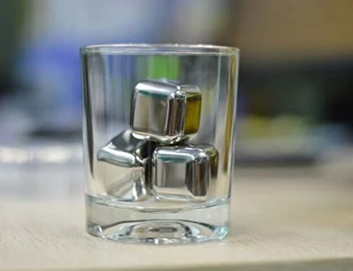 4'lü Çelik Metal Kaplama Viski Taşı Soğutma Buz Küpü - Resim 2