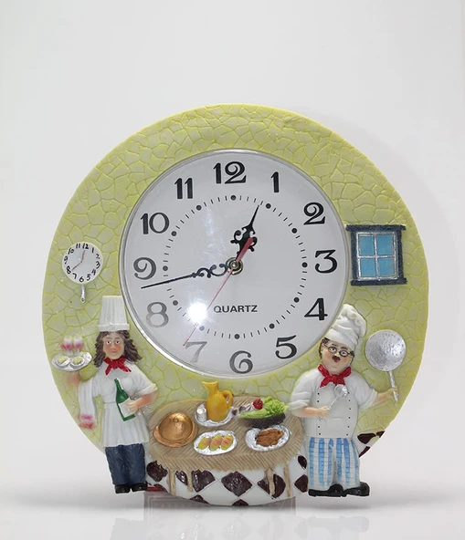 Duvara Asmalı Aşcı Tasarımlı Polyester Saat Alk1543 ürün görseli
