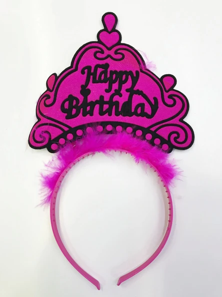 Happy Birthday Yazılı Neon Renk Taç 12 Adet - Resim 4