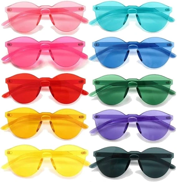 Oval Şekilli Çerçevesiz Parti Gözlüğü 6 Renk 6 Adet - Resim 3