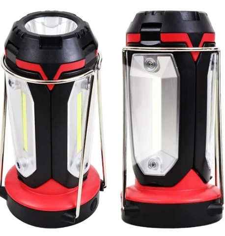 P-8801 Şarjlı Katlanabilir 3xcob Led+ 3w Led Çok Fonksiyonlu Kamp Feneri - Resim 4