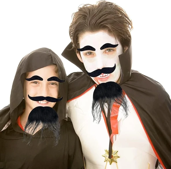 Siyah Renk Kendinden Yapışkanlı Takma Sakal Bıyık Ve Kaş Seti - Resim 2