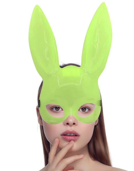 Karanlıkta Parlayan Fosforlu Tavşan Maskesi – Glow Bunny Masquerade Maske (32x22 Cm) - Resim 3