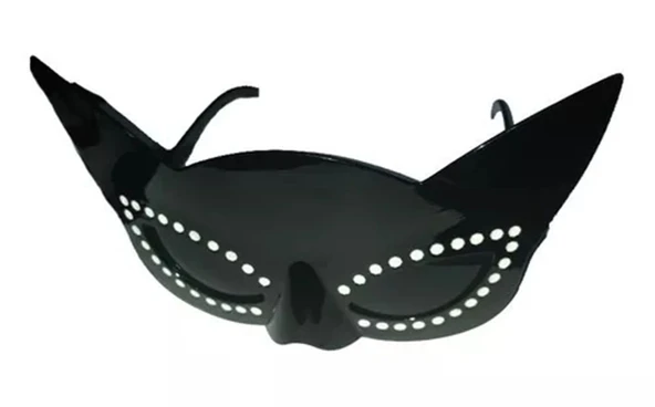 Siyah Renk Siyah Camlı Kedi Şekilli Parti Gözlüğü 20x11 Cm - Resim 4