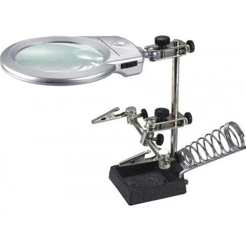 Ayarlanabilir Başlıklı Elektronikçi Yardım Lehim Standı Ile Ledli Büyüteç - Resim 2