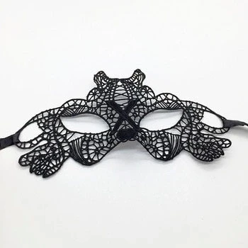 Siyah Renk Dantel Kesim Dantel İşlemeli Balo Parti Maskesi 11 No ürün görseli