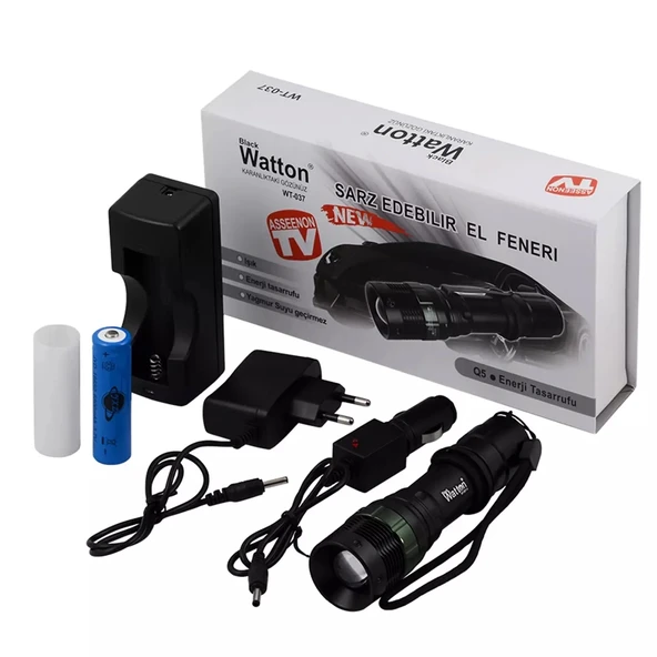 Black Wt-037-şarjlı Zoomlu Acil Durum Feneri ürün görseli