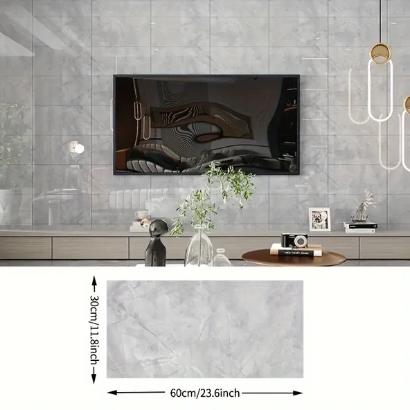 Gri Mermer Desenli Alüminyum Plastik Duvar Sticker - Resim 3