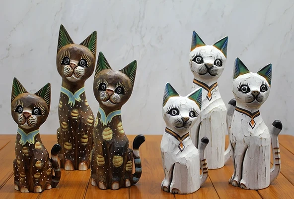 Ahşap 3'lü Kedi Seti 30 Cm Okas:2 ürün görseli