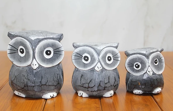 Ahşap 3'lü Baykuş Seti Polos:2 ürün görseli