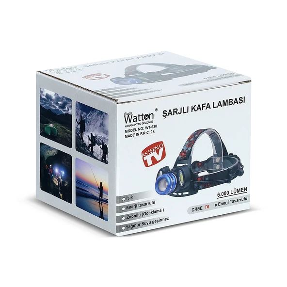 6000 Lümen 3 Başlık Şarjlı Kafa Lambası  Wt-630 - Resim 5