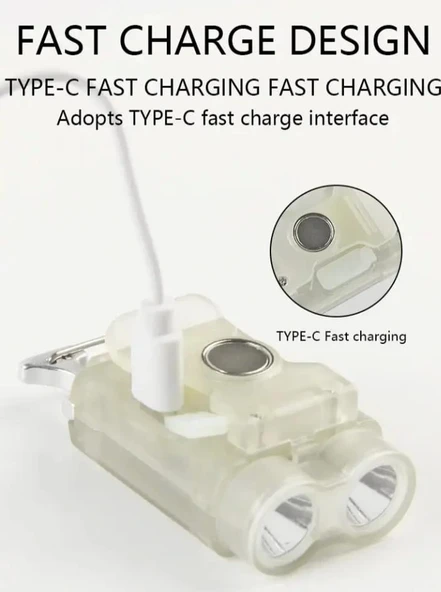 V15 Edc El Feneri 1200lm Anahtarlık Işık Tip-c Şarj Edilebilir Taşınabilir Mini Torch Mıknatıs Klips Ile Kamp Cep Fener - Resim 5