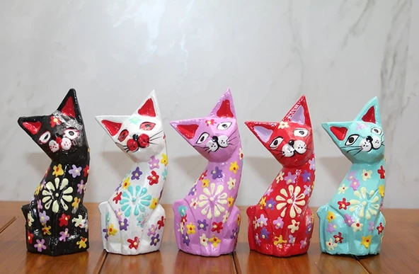 Ahşap 5'li Kedi Seti Polos:7 ürün görseli