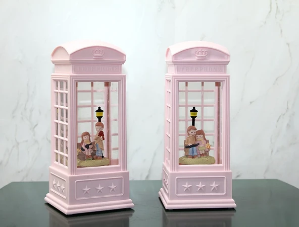 Telefon Kulübeli Kış Masalı Işıklı Müzikli Kar Küresi Alk3409 ürün görseli