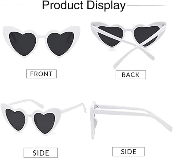 Beyaz Renk Kalp Gelin Düğün Gözlüğü 15x5 Cm - Resim 3