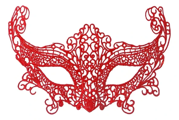 Kırmızı Renk Dantel Örgü İşlemeli Parti Maskesi Model 3 ürün görseli