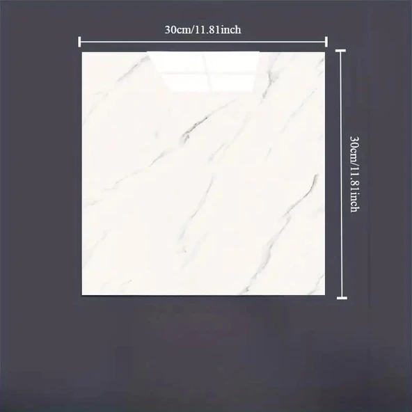 Beyaz Mermer Desenli Alüminyum Plastik Duvar Sticker (30*30) ürün görseli
