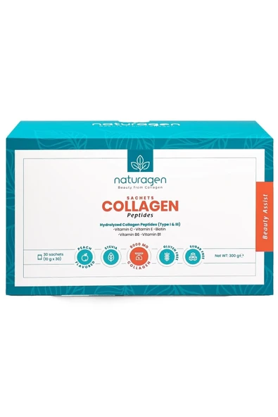 Collagen Beauty 30'lu Saşe Şeftali Aromalı Tip 1 & Tip 3 - 8.000 Mg Hidrolize Toz Kolajen - Resim 5