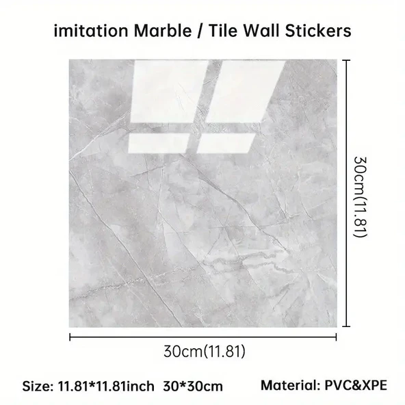 Gri Mermer Desen Duvar Sticker (30*30) - Resim 3
