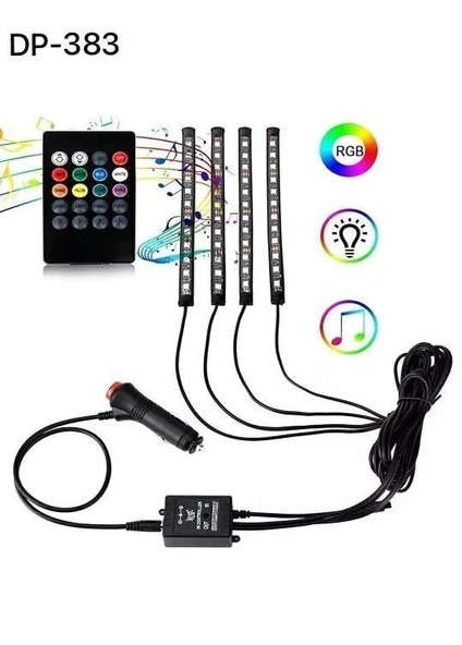 Araç İçi Ayak Altı Ses Duyarlı Şerit Led 4lü Set ürün görseli