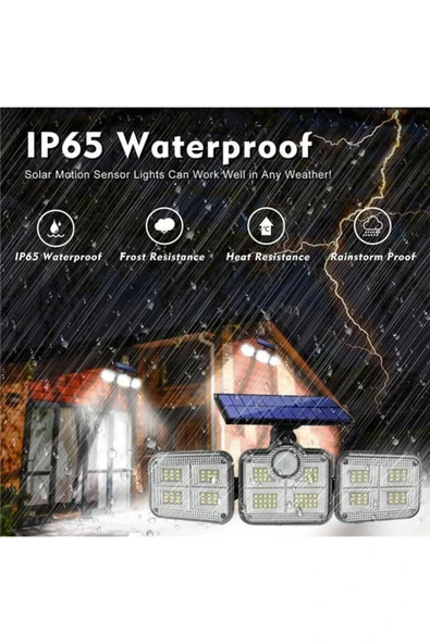 Kumandalı Solar Güneş Enerjili 122 Ledli Hareket Sensörlü Bahçe Aydınlatma Sokak Lambası - Resim 5