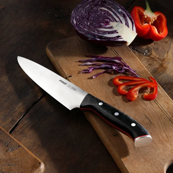 32160 Elite Şef Bıçağı 19 Cm - Perçinli Kahverengi Kompozit Sap - Resim 2