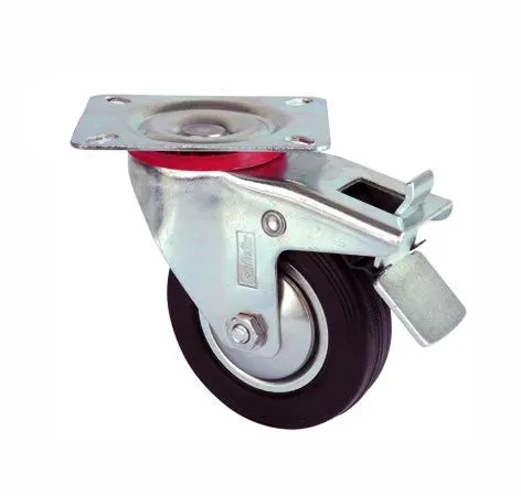 Servis Tekeri - Tablalı Frenli Siyah Döner - Çap 80 Mm ürün görseli