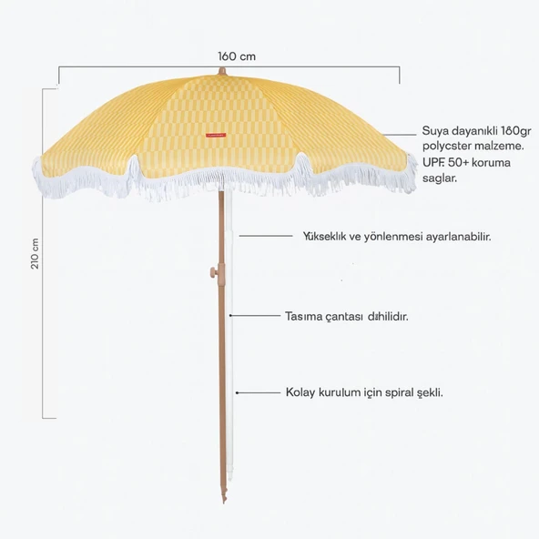 CARAMEL-CIZGILI SARI SEMSIYE PUSKULLU - 2
