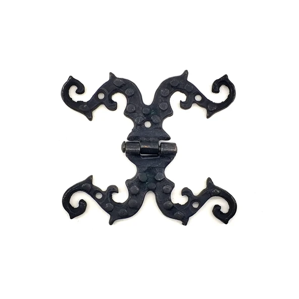 Antika Tarz Dekoratif Pirinç Süslü Menteşe - 100x90 Mm, Oksit ürün görseli