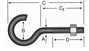 Açık Metrik Kanca M5 / 21x80 - 100 Adet - Resim 2