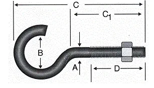 Açık Metrik Kanca M4 - 100 Adet - Resim 2