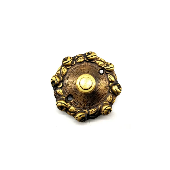 Antika Tarz Dekoratif Pirinç Güllü Kapı Zili - 75mm, Antik ürün görseli